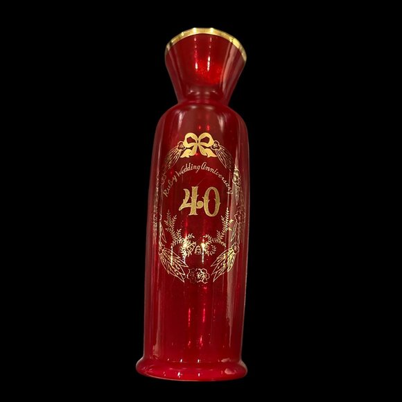 Vintage 40th Anniversary Ruby Red Vase with Gold Trim, 1960s - Picture 1 of 4